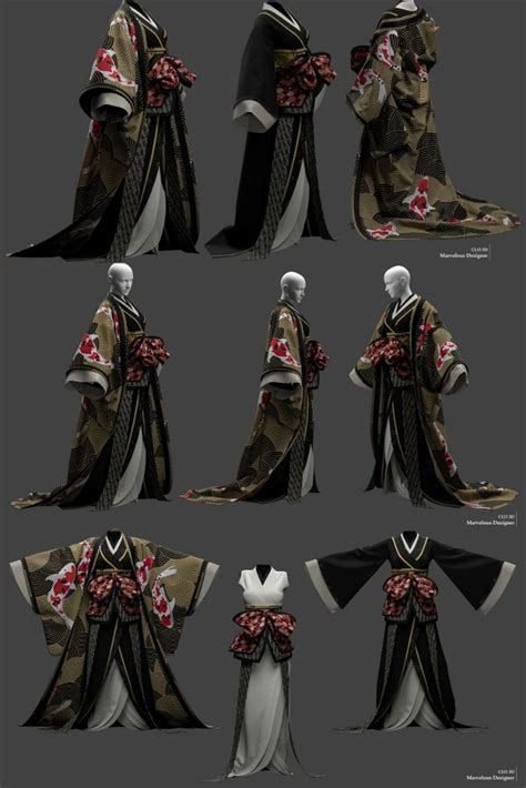 ArtStation Graceful Kimono Outfit Marvelous Designer Clo3D Project