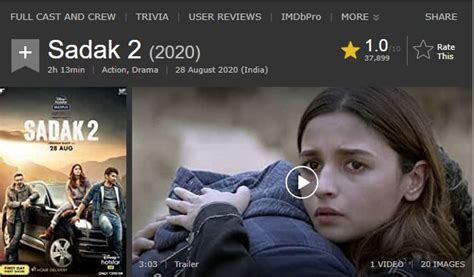 Sanjay Dutt, Alia Bhatt, Aditya Roy Kapoor Starrer Sadak 2 Becomes Lowest Rated Film on IMDb ...