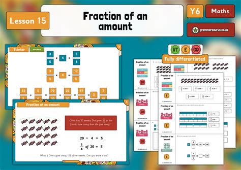 Year 6 Fractions Fraction Of An Amount Lesson 15 Grammarsaurus