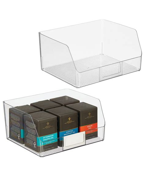 Mdesign Wide Plastic Food Storage Bin, Label Holder In Clear | ModeSens