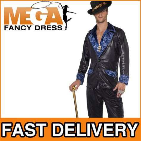 Pimp Daddy 1970s Fancy Dress Party 70s Outfit Mens Adult Costume Medium