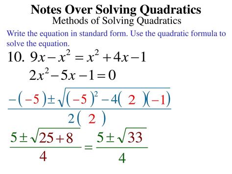 How Do I Solve Quadratic Equations Using Quadratic Formula Ppt Download