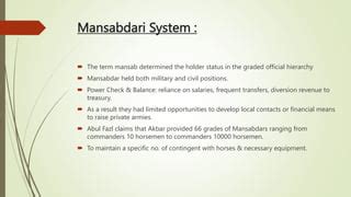 Evolution of Mughal Administrative System : Mansabdri and Jagirdari ...