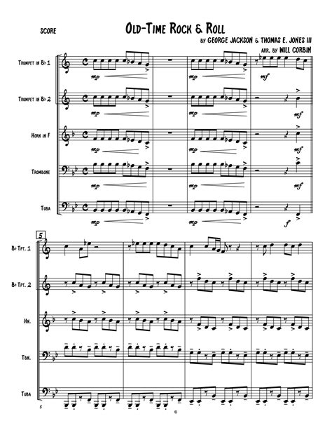 Old Time Rock And Roll Arr Will Corbin By Bob Seger Sheet Music For Brass Ensemble At Sheet