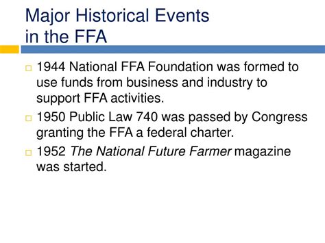 Ppt History Of The Ffa Powerpoint Presentation Free Download Id