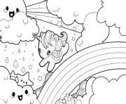 Coloriage Arc En Ciel Avec Une Licorne Sur Un Nuage JeColorie