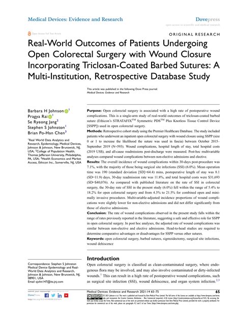 Pdf Real World Outcomes Of Patients Undergoing Open Colorectal