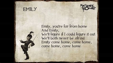 My Chemical Romance Emily Lyrics Youtube