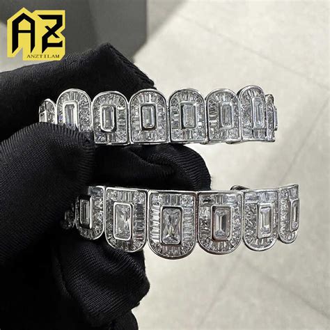 Hip Hop AZ Iced Out Grillz Gold Sier Color Grills Tooth For Men Women