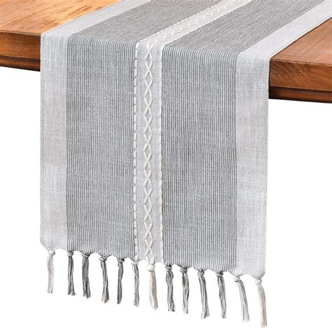 Wracra Embroidery Cotton Linen Table Runner Indoor Outdoor Farmhouse