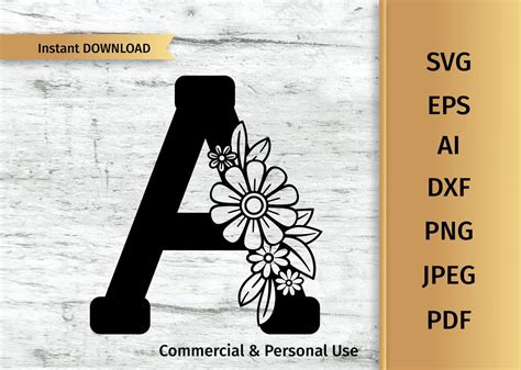 Floral Letter A Svg, Monogram Letter SVG, Initial SVG Commercial Use ...