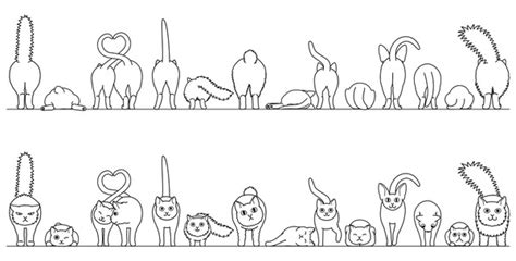 2 Thousand Cute Cartoon Cats Border Set Royalty Free Images Stock