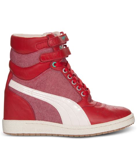 Puma Women S Sky Wedge Lc Sneakers From Finish Line In Red Lyst