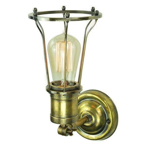 Marconi Industrial 1 Lamp Adjustable Wall Light Solid Antique Brass