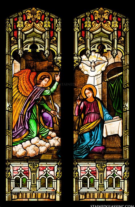 Mary And Angel Gabriel Religious Stained Glass Window