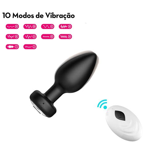 Plug Anal Vibro Em Silicone Recarregavel Controle Remoto