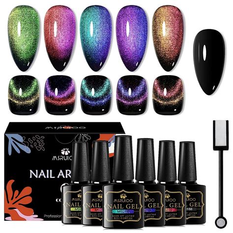 Msruioo 9d Cat Eye Gel Nail Polish Set Chameleon Magnetic Gel Polish Soak Off Uv