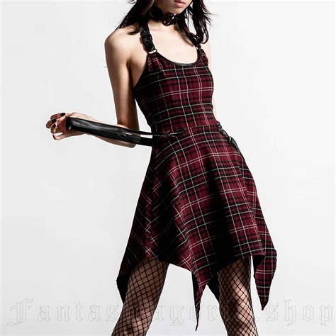 Rebellion Blood Tartan Dress By KILLSTAR Brand