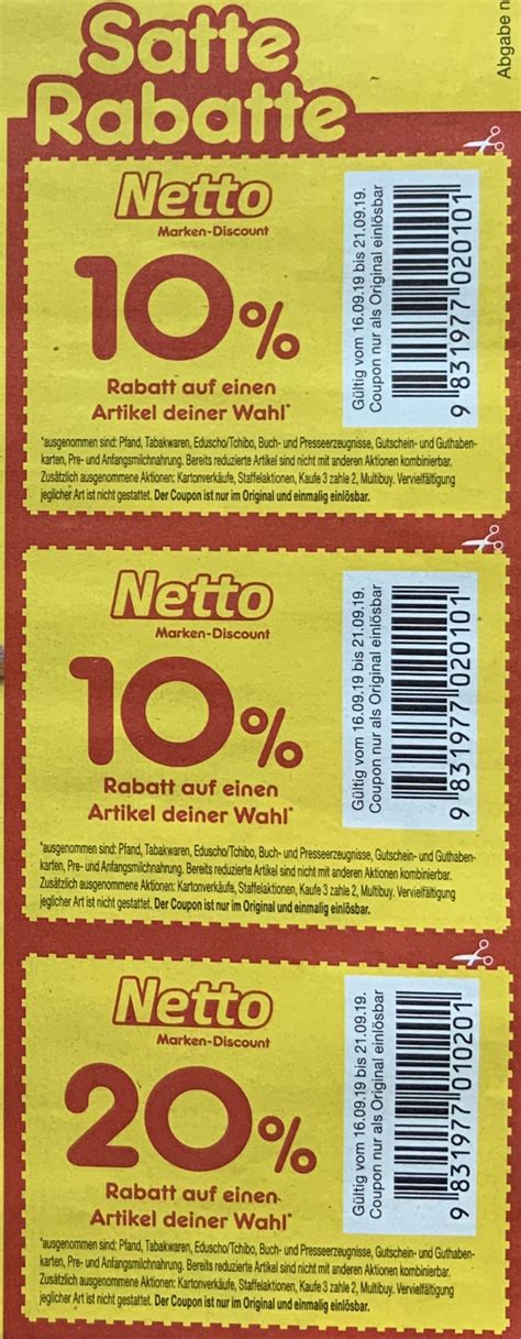 Netto Marken Discount 20 Bzw 10 Rabatt Auf Einen Artikel Deiner