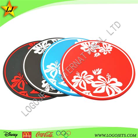 Custom Embossed 2d3d Pvc Logo Label Soft Rubber Coaster Coaster And