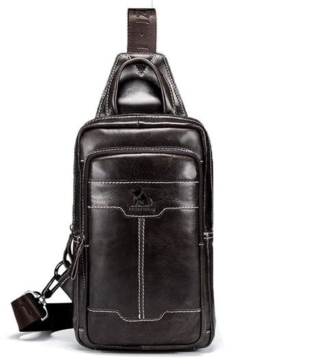 SDINAZ Sac de Poitrine Homme Cuir véritable Sacoche Porte Epaule pour