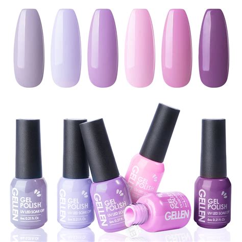 Gellen Gel Nail Polish Kit - 6 Colors Lavenders Series with Violet ...