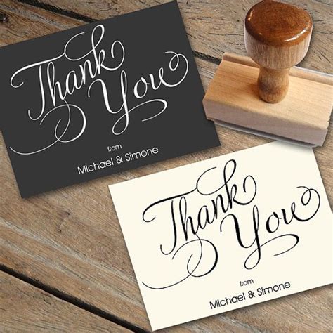 Thank You Card Stamp with a calligraphy script font by Designkandy, $39 ...