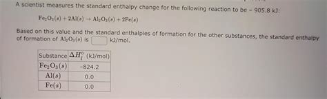 Solved A Scientist Measures The Standard Enthalpy Change For Chegg