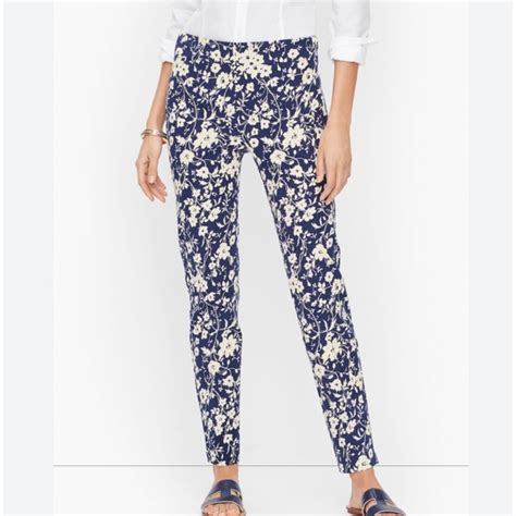 Talbots Pants And Jumpsuits Talbots Chatham Navy Blue White Floral