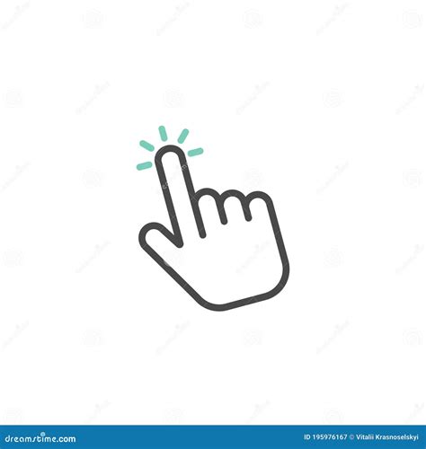 Click Icon In Linear Style Hand Clicking Icon Stock Vector