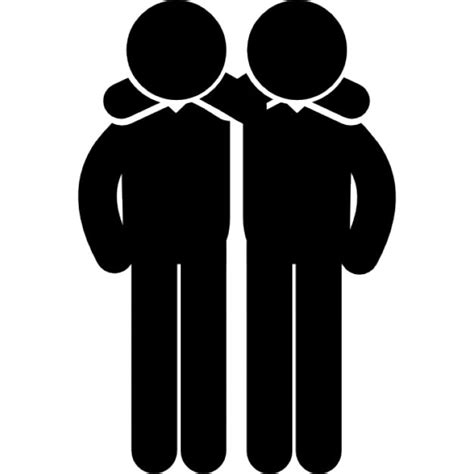 Males Friends Hug Side By Side Icons Free Download