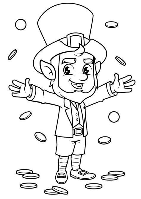 Leprechaun With Gold Coins Coloring Page Free Printable Coloring