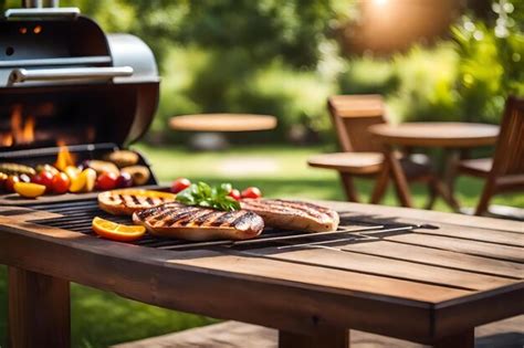 Premium AI Image | Grill with a barbecue grill and grill in the background