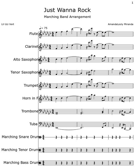 Just Wanna Rock Sheet Music For Flute Clarinet Alto Saxophone