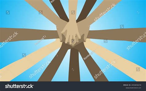 Hands Diverse Group People Putting Together Stock Vector Royalty Free