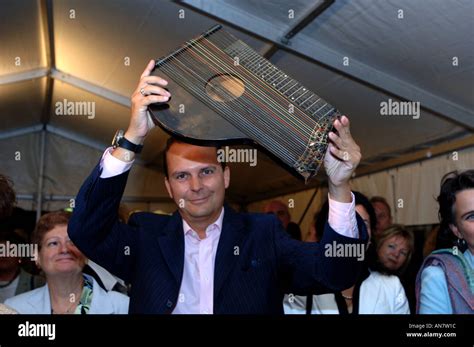 The zither used in the film The Third Man, on display at The Third Man Film Museum in Vienna ...