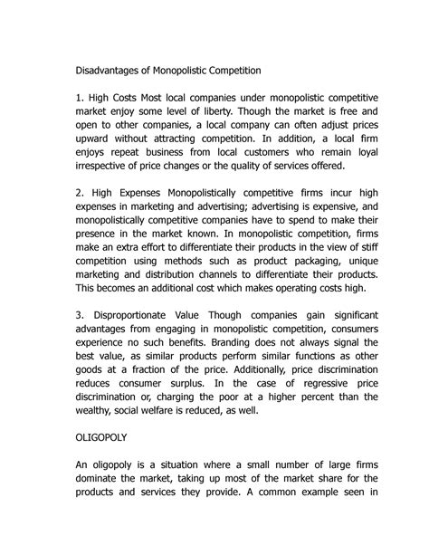 Disadvantages Of Monopolistic Competition Though The Market Is Free