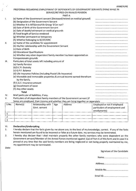 Application Form For Compassionate Appointments Compassionate