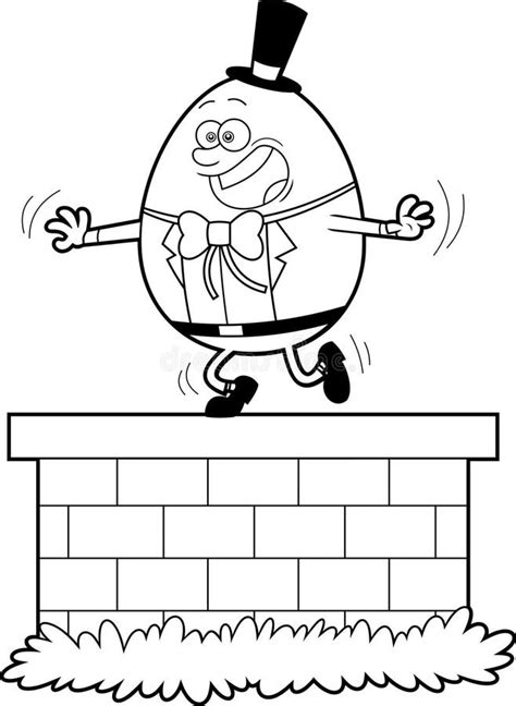 Outlined Humpty Dumpty Egg Cartoon Character Falling Off the Wal Stock ...