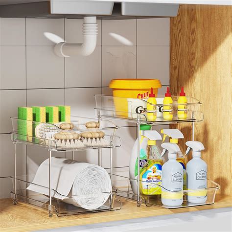 Delamu 2 Tier Clear Organisers Under Sink Storage And Organizing Multi