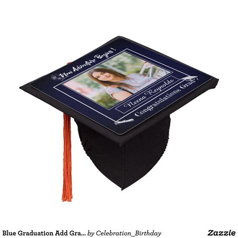 Blue Graduation Add Grad Name Class Of 2021 Photo Graduation Cap Topper