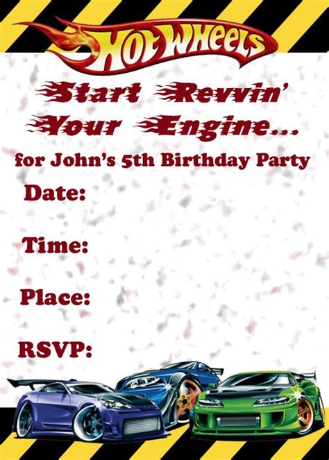 Hot Wheels Invitation Template Printable In 83 Hot Wheels Speed