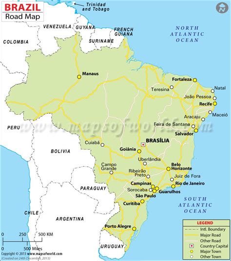 Brazil Road Map Detailed Road Map Of Brazil