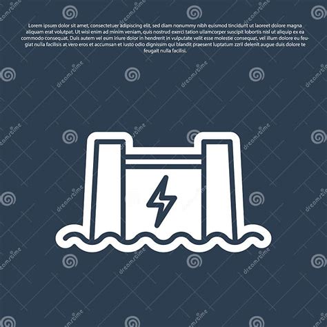 Blue Line Hydroelectric Dam Icon Isolated On Blue Background Water Energy Plant Hydropower