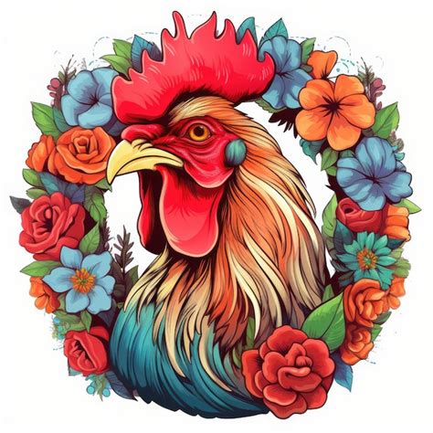 Premium AI Image Festive Rooster A Cheerful Clipart Vector