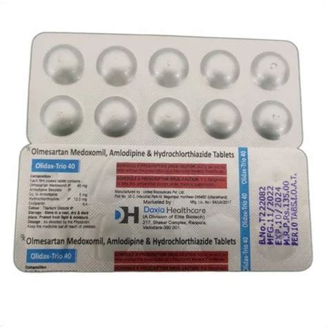 Olmesartan Medoxomil Mg Hydrochlorothiazide Mg Amlodipine