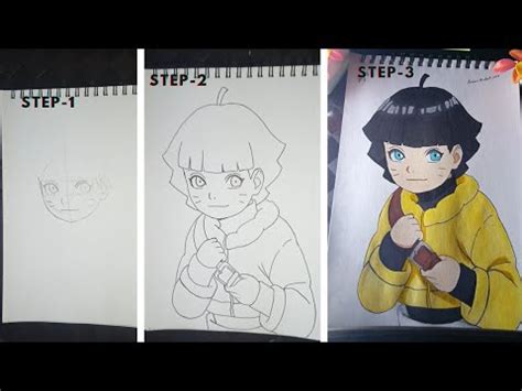 How To Draw Himawari Uzumaki Step By Step Sketching And Painting