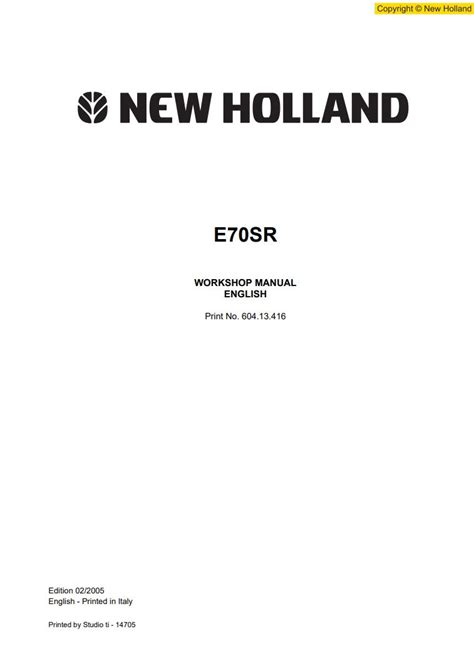 Service Manual New Holland Kobelco E Sr