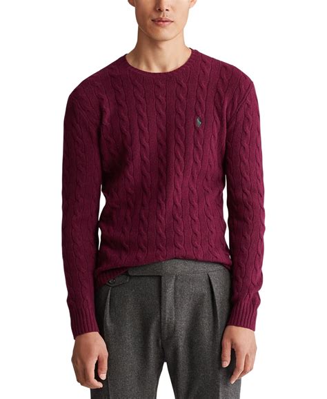 Polo Ralph Lauren Mens Cable Wool Cashmere Sweater Macys Cashmere Sweaters Big Clothes