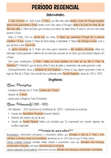 Solution Resumo De Hist Ria Per Odo Regencial No Brasil Studypool